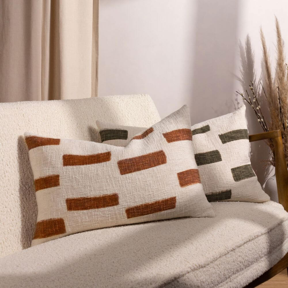 Printed Slub Cotton Feather Cushion